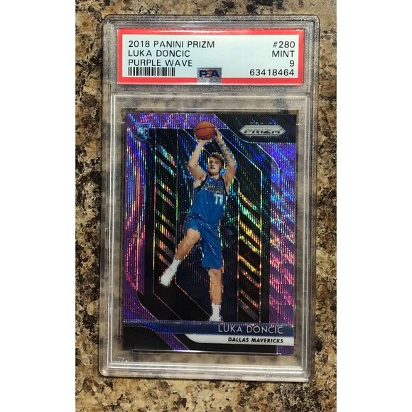2018 Panini Prizm #280 Luka Doncic Purple Wave Prizm Rookie RC PSA 9 MINT